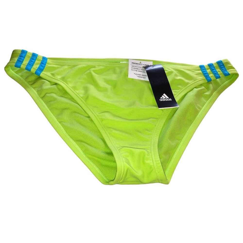 Adidas Womens L/XL Sport Hipster Bikini Neon Swim Bottoms Neon Green/Blue